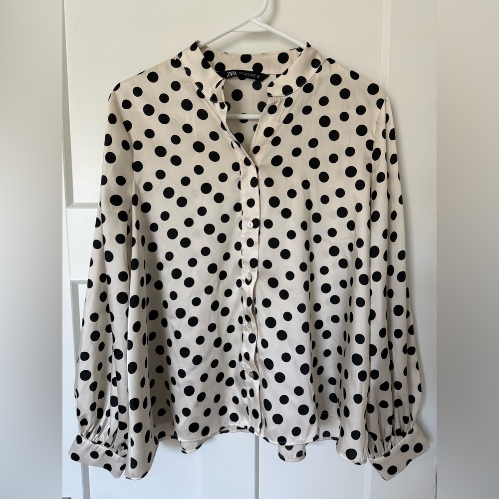 Zara Black and White Polka Dot Shirt